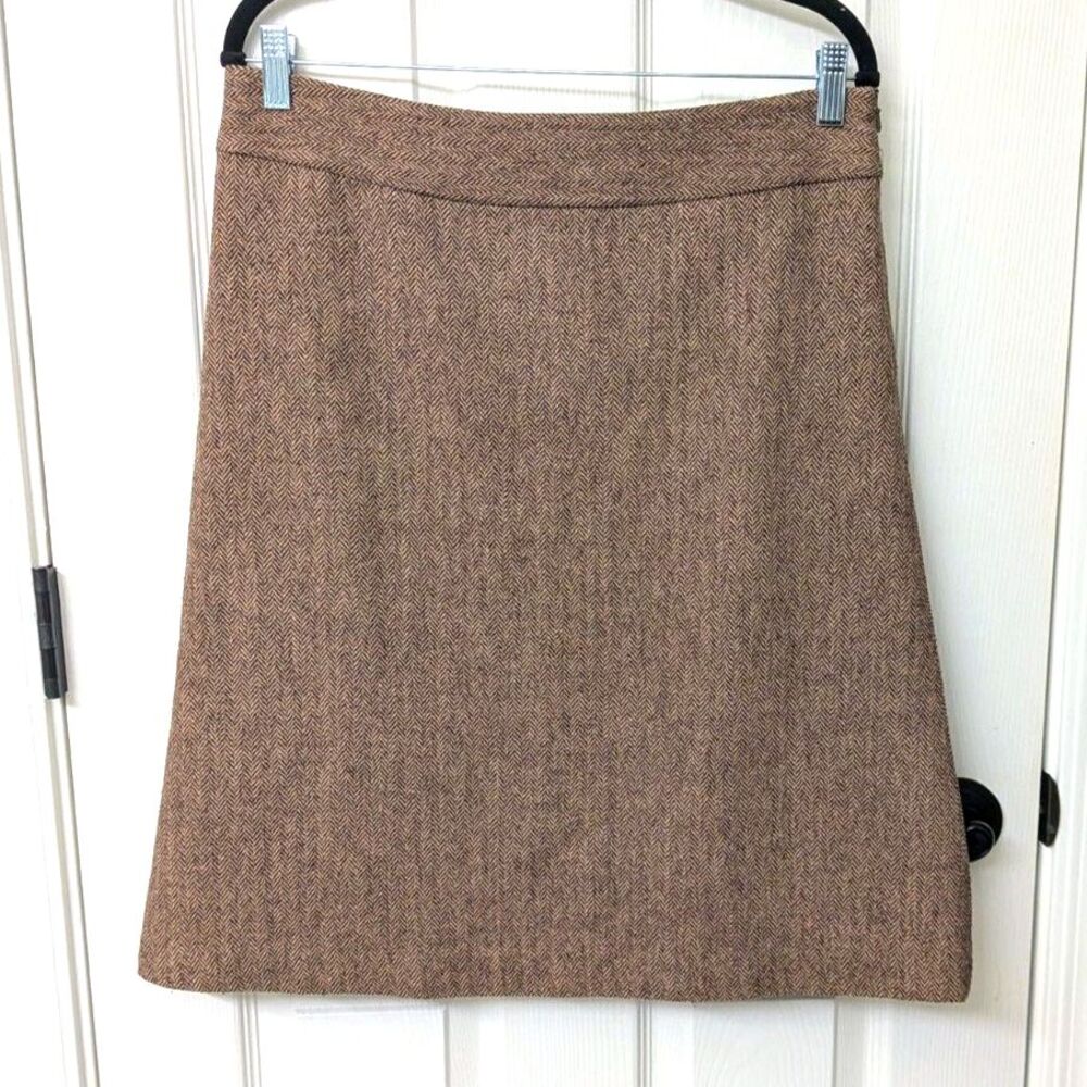 Vintage Eddie Bauer Wool Blend Skirt A-Line Academia Brown Midi Length | SZ 10